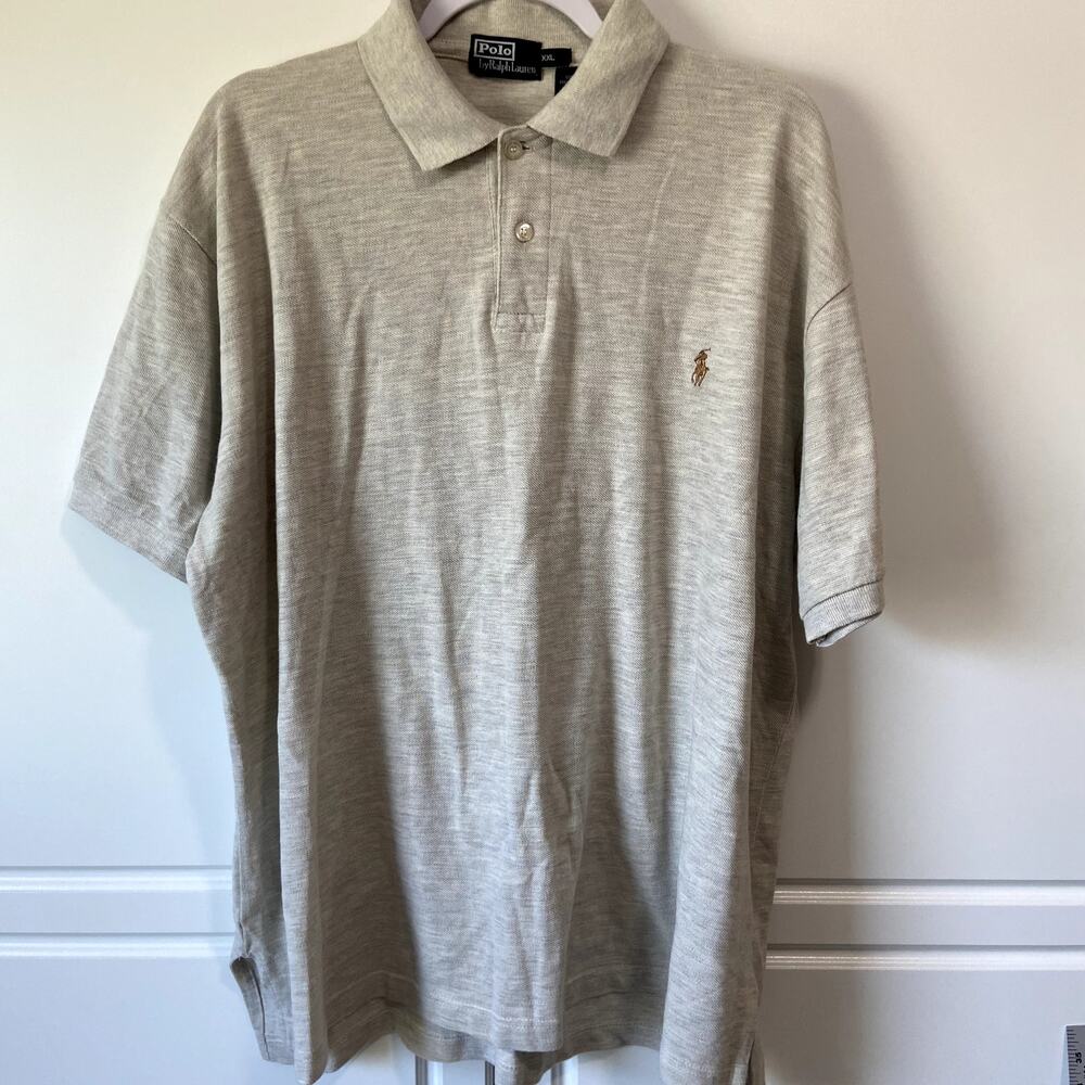 Polo Ralph Lauren Mens XXL Heather Ivory Cotton Polo Shirt